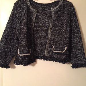 Ann Taylor Fringed Stitch Sweater Jacket